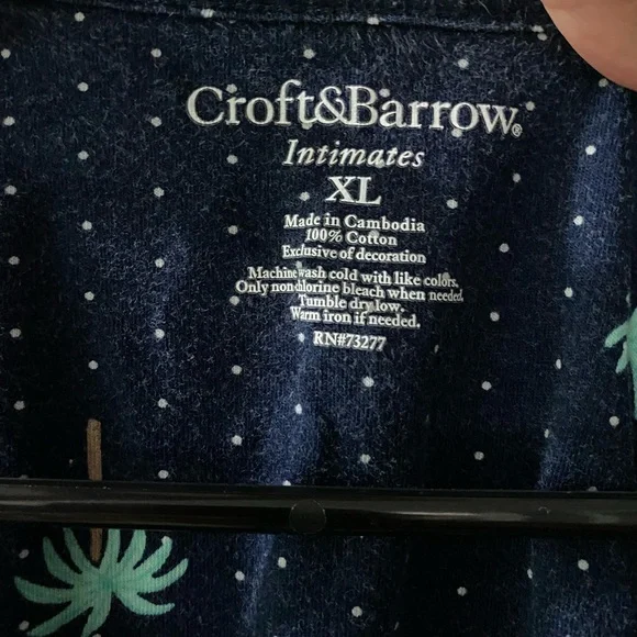 Croft&Barrow sleep dress. Navy palm trees. XL - Picture 4 of 4
